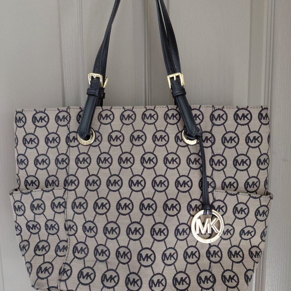 Michael Kors Logo Canvas and Leather Tote/Shoulder Bag